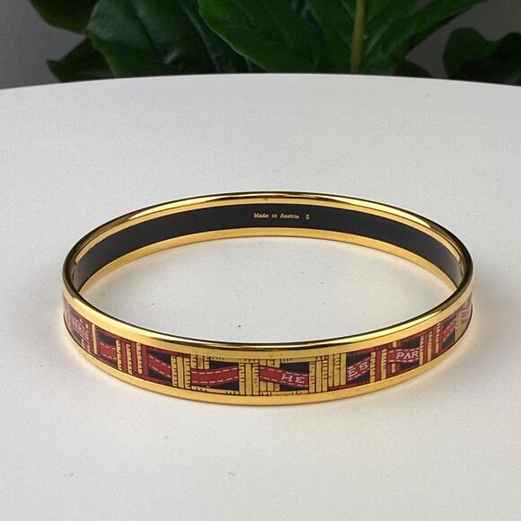 💎✨ Authentic Hermes Emailles Narrow Enamel Bangle 7 3/4 " - Picture 2 of 3